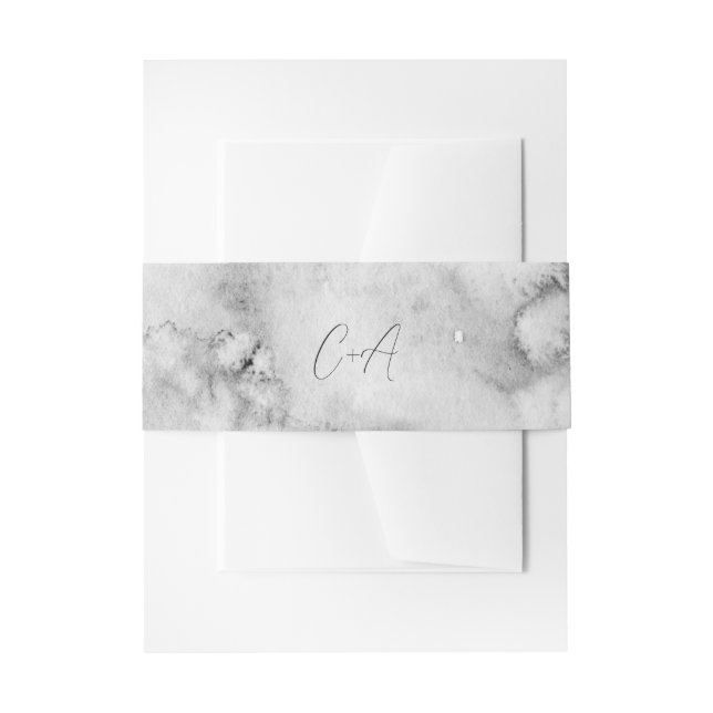 Elegante Script Monogram Black Marble Wedding Einladungsbanderole (Vorderseite Beispiel)