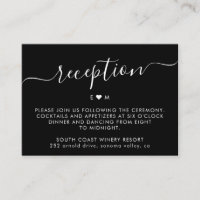 Elegante Script Monogram Black Wedding Reception