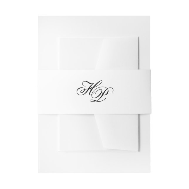 Elegante Script Monogram Initials Minimal Wedding Einladungsbanderole (Vorderseite Beispiel)