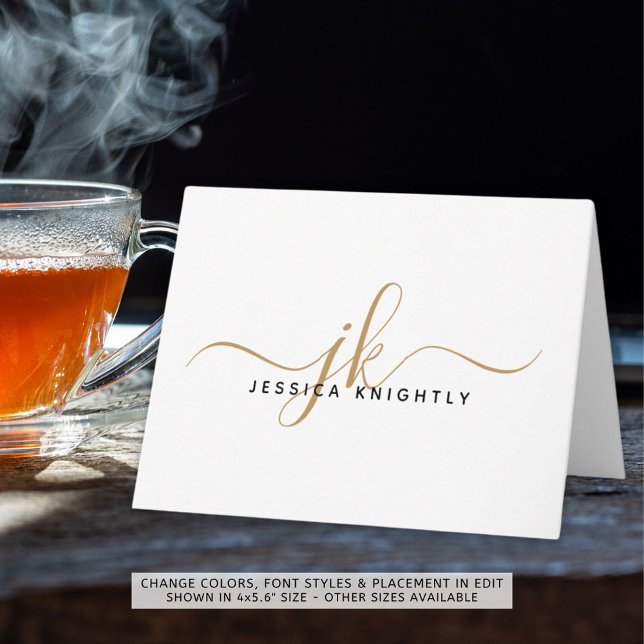 Elegante Script Monogram Initials Name Gold Black (Von Creator hochgeladen)