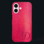 Elegante Script Monogram Magenta Metallic iPhone 16 Hülle<br><div class="desc">Mit Monogramm magenta rosa ombre Metallhandy Gehäuse mit Ihrer Wahl von Schriftart Stile und Farben (gezeigt mit einem eleganten Skript-Kalligraphie-Schriftart in dunklem Magenta). OPTIONEN: Das Beispiel wird im iPhone 14 Modell und Barely There Case Stil gezeigt - andere Telefonmodelle und Gehäusestil werden auf der Bestellseite angezeigt. HILFE: Für Hilfe bei...</div>