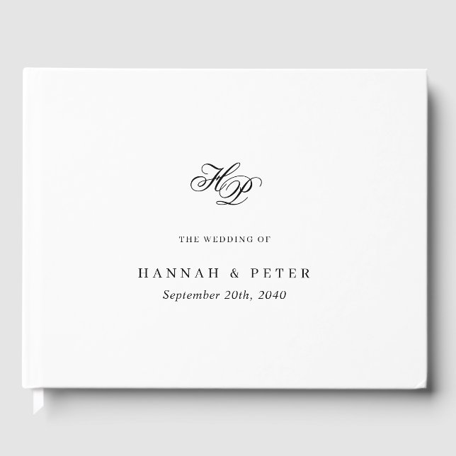 Elegante Script Monogram Minimal Wedding Chic Gästebuch (Vorderseite)