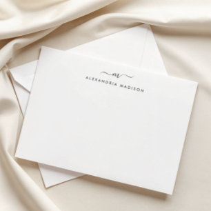 Elegante Script Monogram Moderne Swash Stationery Mitteilungskarte