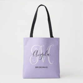 Elegante Script Monogram Pale Lavender Bridesmaid