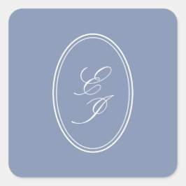Elegante Script Monogram selbstklebende Hochzeit Quadratischer Aufkleber