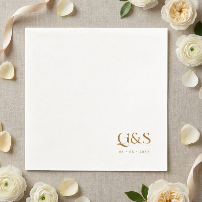 Elegante Script Monogram und Date Wedding Serviette (Von Creator hochgeladen)