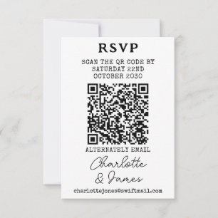 Elegante Script Mr. and Mrs. QR Code RSVP Card