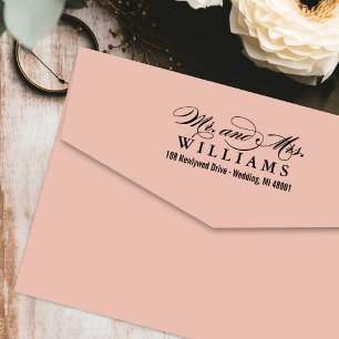 Elegante Script Mr. and Mrs. Wedding Rücksendeadre Permastempel