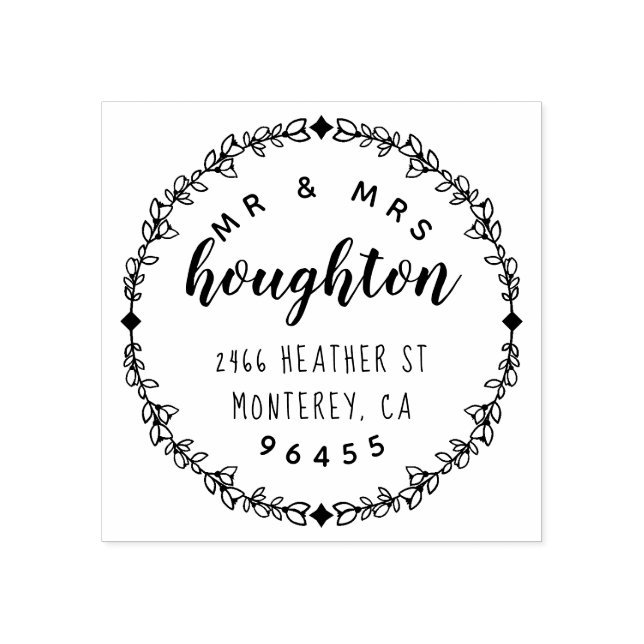 Elegante Script Mr. & Mrs. Verheiratete Rücksendea Gummistempel (Prägung)