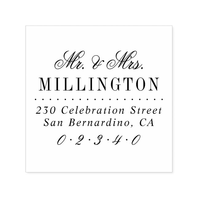 Elegante Script Mr. & Mrs. Wedding Rücksendeadress Permastempel (Design)