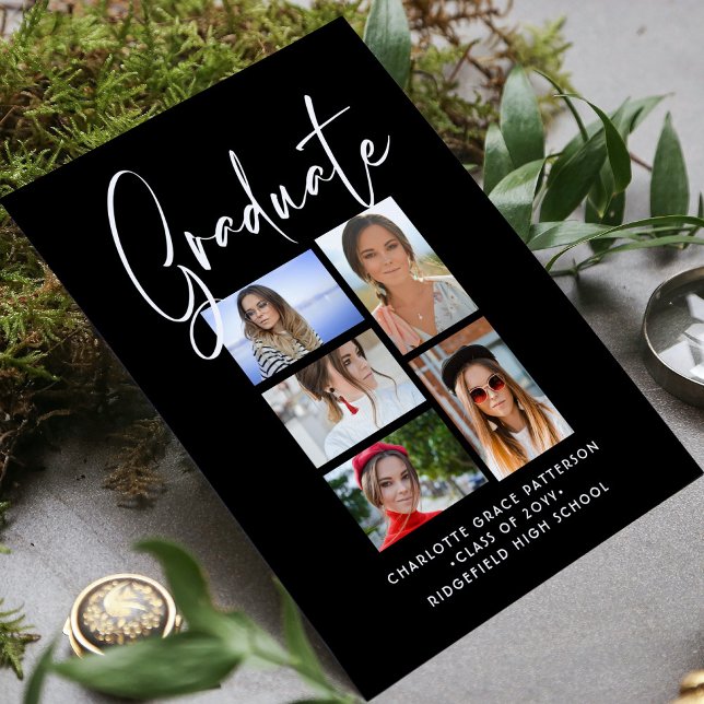 Elegante Script Multi Foto Graduation Party Einladung (Von Creator hochgeladen)