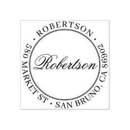 Elegante Script Name Formal Round-Rücksendeadresse Gummistempel