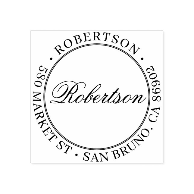 Elegante Script Name Formal Round-Rücksendeadresse Gummistempel (Prägung)