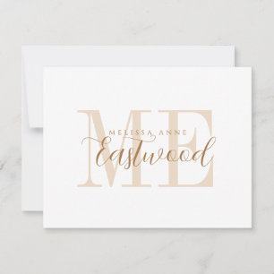 Elegante Script Name Gold Monogram Flat Note Card Mitteilungskarte