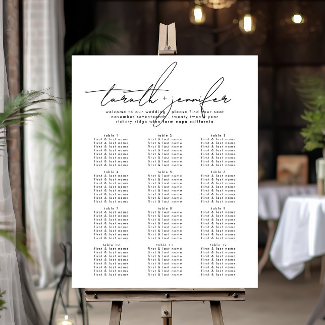 Elegante Script-Namen Elegant Wedding Seating Poster (Von Creator hochgeladen)