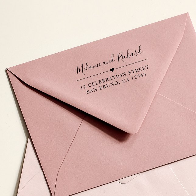 Elegante Script Names & Modern Heart Rücksendeadre Gummistempel (Von Creator hochgeladen)