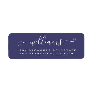 Elegante Script Navy Blue Family Rücksendeadresse