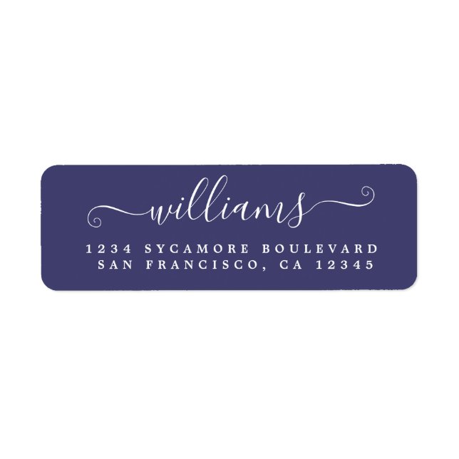 Elegante Script Navy Blue Family Rücksendeadresse (Vorne)