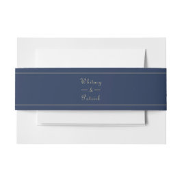 Elegante Script Navy Blue & Gold Hochzeit Einladun Einladungsbanderole