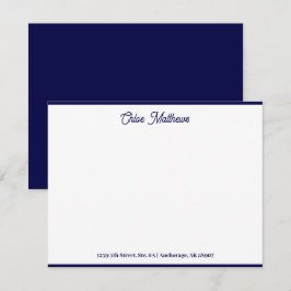 Elegante Script Navy Blue Stationery Border Mitteilungskarte