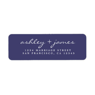 Elegante Script Navy Blue Wedding Rücksendeadresse