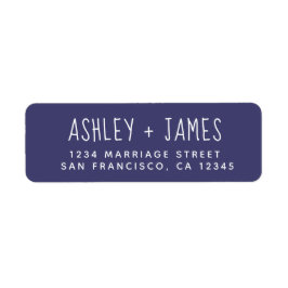 Elegante Script Navy Blue Wedding Rücksendeadresse