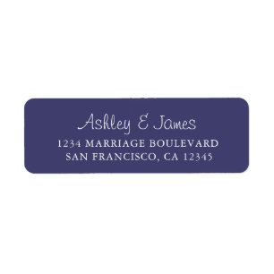 Elegante Script Navy Blue Wedding Rücksendeadresse