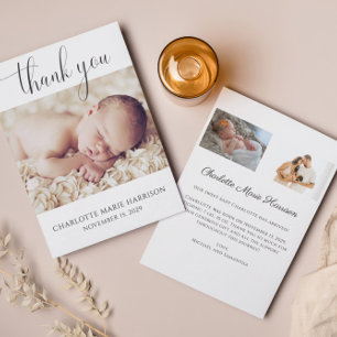 Elegante Script New Baby Announcement Foto Card Einladung