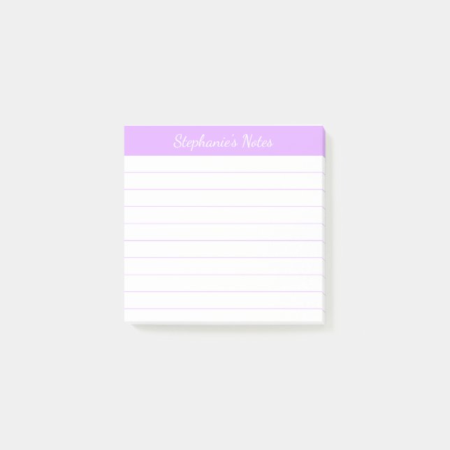 Elegante Script-Notizen Helllila liniert Post-it Klebezettel (Vorderseite)
