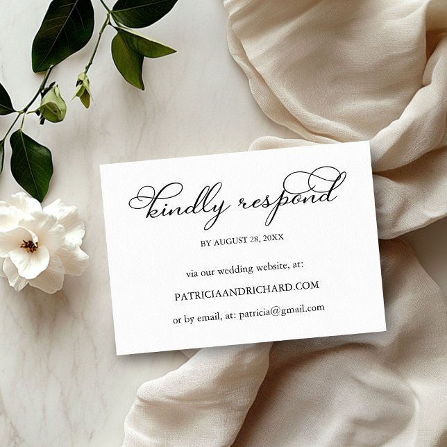 Elegante Script Online Wedding RSVP Card (Von Creator hochgeladen)