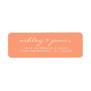 Elegante Script Orange Wedding Rücksendeadresse