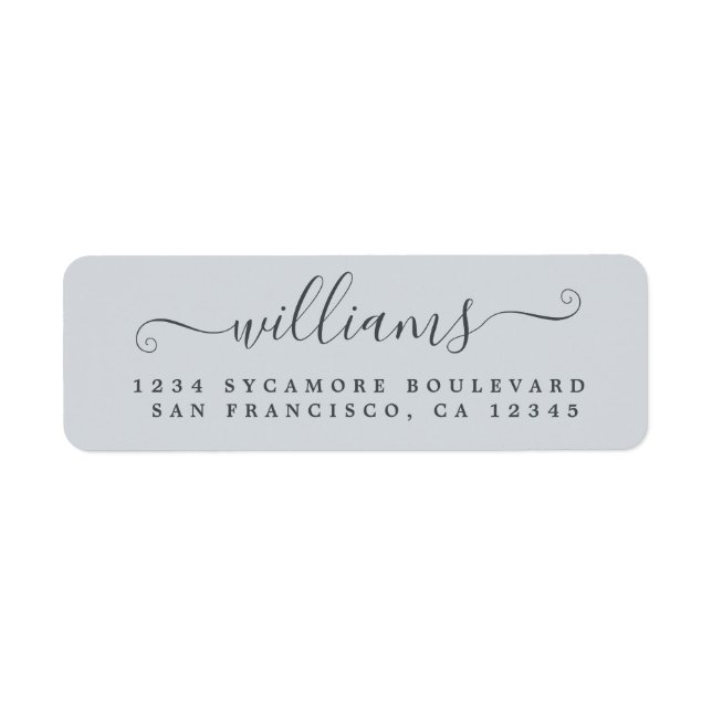 Elegante Script Pastel Blue Family Rücksendeadress (Vorne)