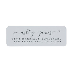 Elegante Script Pastel Blue Wedding Rücksendeadres