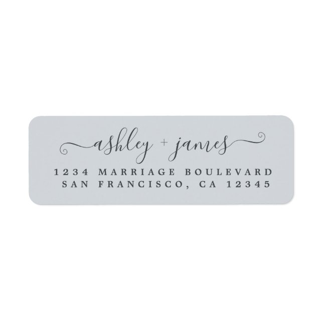 Elegante Script Pastel Blue Wedding Rücksendeadres (Vorne)