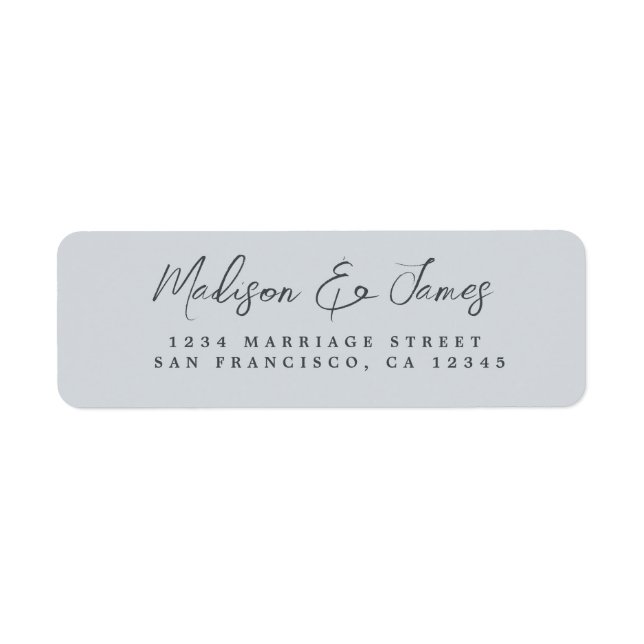 Elegante Script Pastel Blue Wedding Rücksendeadres (Vorne)