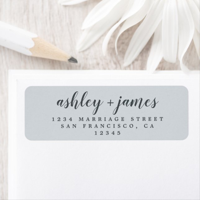 Elegante Script Pastel Blue Wedding Rücksendeadres (Insitu)