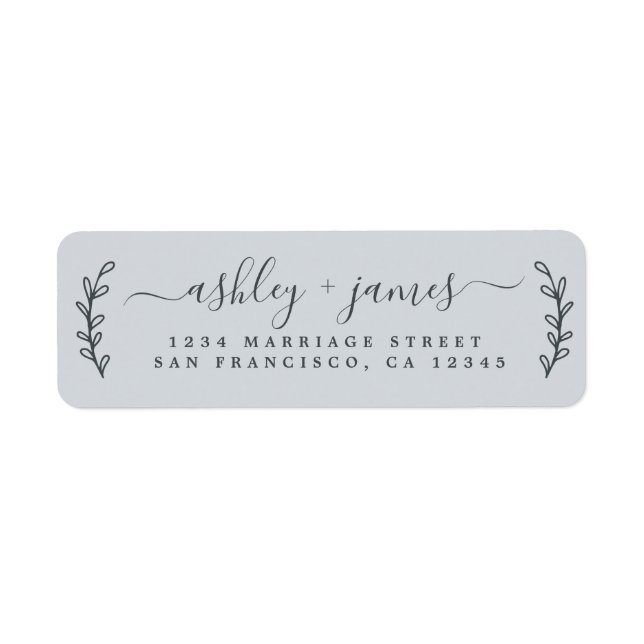 Elegante Script Pastel Blue Wedding Rücksendeadres (Vorne)