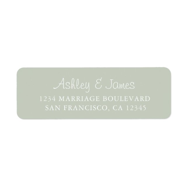 Elegante Script Pastel Green Wedding Rücksendeadre (Vorne)