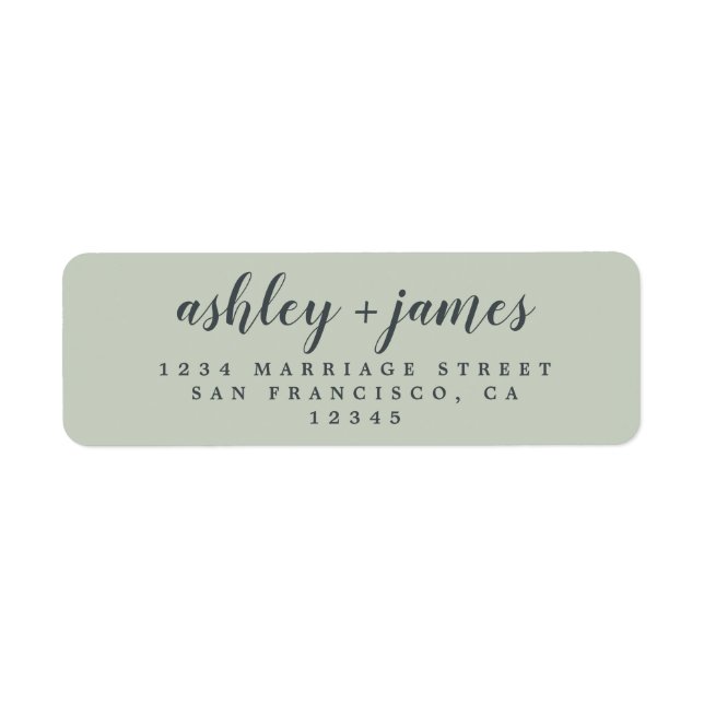 Elegante Script Pastel Green Wedding Rücksendeadre (Vorne)