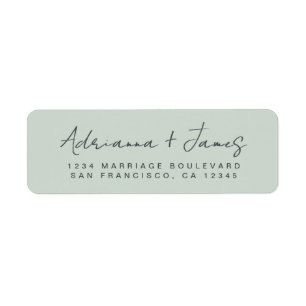 Elegante Script Pastel Green Wedding Rücksendeadre