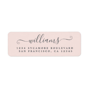 Elegante Script Pastel Pink Family Rücksendeadress