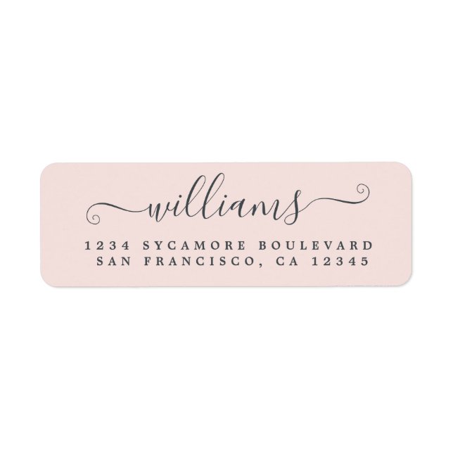 Elegante Script Pastel Pink Family Rücksendeadress (Vorne)