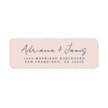 Elegante Script Pastel Pink Wedding Rücksendeadres
