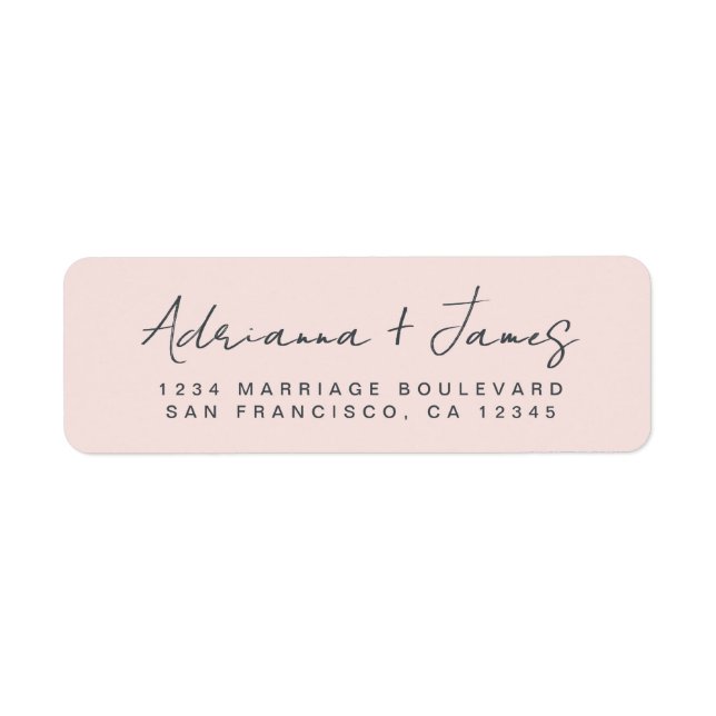 Elegante Script Pastel Pink Wedding Rücksendeadres (Vorne)