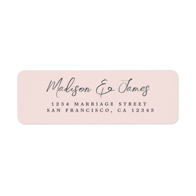 Elegante Script Pastel Pink Wedding Rücksendeadres (Vorne)