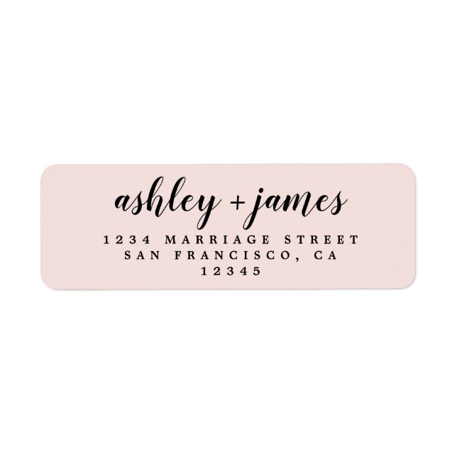 Elegante Script Pastel Pink Wedding Rücksendeadres (Vorne)
