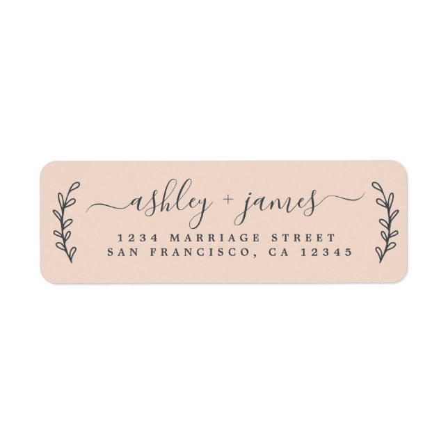 Elegante Script Pastel Pink Wedding Rücksendeadres (Vorne)