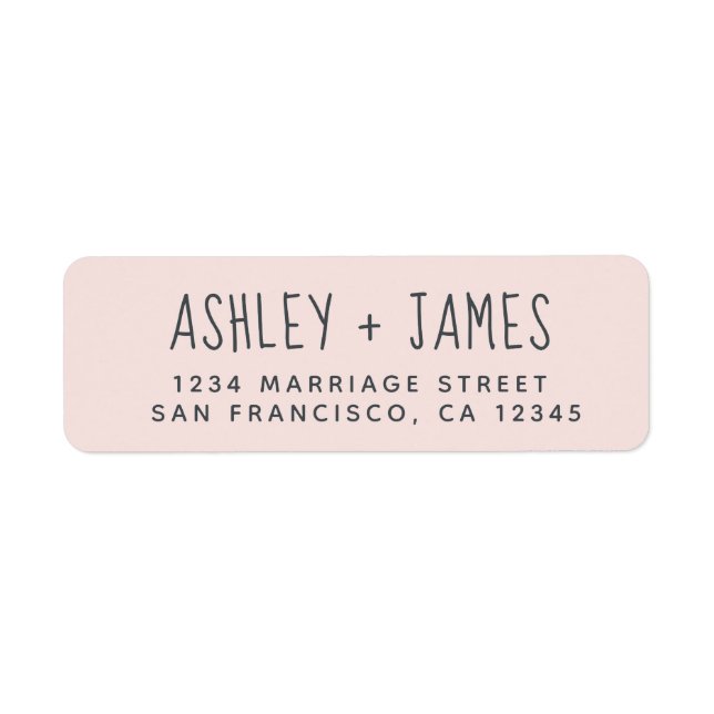 Elegante Script Pastel Pink Wedding Rücksendeadres (Vorne)