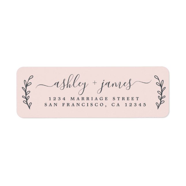 Elegante Script Pastel Pink Wedding Rücksendeadres (Vorne)