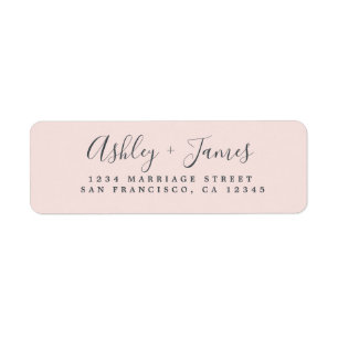 Elegante Script Pastel Pink Wedding Rücksendeadres